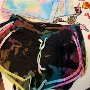 Custom Black rainbow Tie Dye Shorts